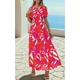 thumbnail image 2 of PRETTYGARDEN Women's Summer Casual Flutter Short Sleeve Boho Floral Maxi Dress Crew Neck Smocked Tiered Long Dresses, 2 of 7