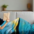 thumbnail image 3 of Sea Soft Flannel Fleece Throw Blanket, Idyllic Sunrise Scenery Calm Seascape with a Fishing Boat Tranquility, Cozy Plush for Indoor and Outdoor Use, 50" x 70", Azure Blue Orange, by Ambesonne, 3 of 5