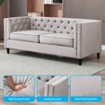thumbnail image 5 of Modern 77''w 3 Seater Deep Seat sofa, Upholstered Velvet Sofa Couch with Tufted Button, Furniture for Living Room/Small Spaces, Grey, 5 of 9