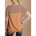 thumbnail image 3 of Womens Fashion 2023 Color Block Long Sleeve Crewneck Knitted Pullover Shirts Tops, 3 of 6