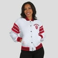 thumbnail image 4 of Women's WEAR by Erin Andrews White/Crimson Indiana Hoosiers Satin Stitch Full-Snap Fleece Sweatshirt Jacket, 4 of 6