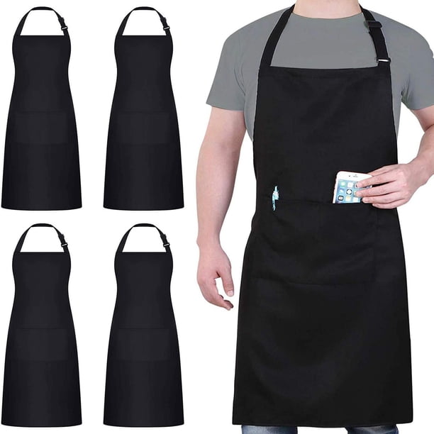 Deal de 2 piezas con bolsillos grandes Protector de ropa impermeable a prueba de aceite 70x78cm Deal para adultos para cocinar Dibujo Negro Soledad Delantal adultos