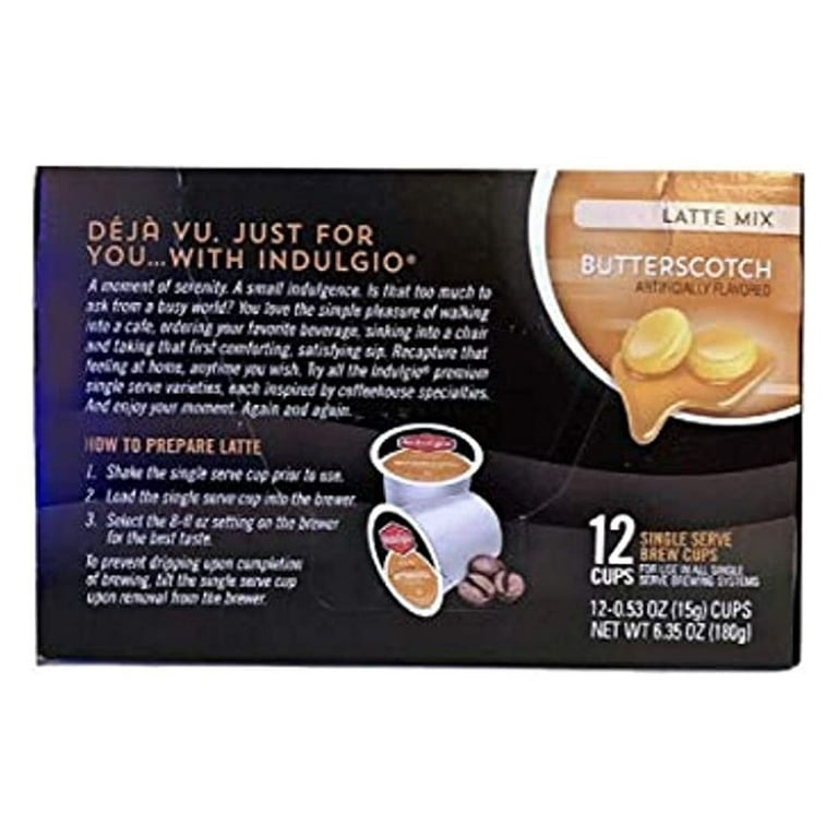 Indulgio, Butterscotch Latte Mix, 12 Count, Single Serve Cups
