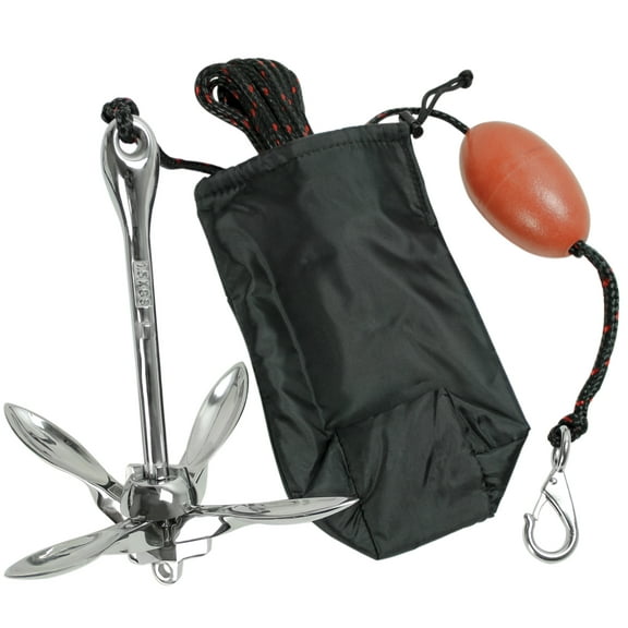 Extreme Max 3006.6702 BoatTector Complete Stainless Steel Grapnel Anchor Kit for Small Boats, Kayaks, PWC, Jet Ski, SUP, etc. - 3.5 lbs.