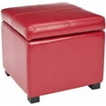 thumbnail image 2 of SAFAVIEH Madison Rustic Solid Flip Top Square Storage Ottoman, Red, 2 of 4