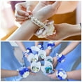 thumbnail image 5 of Uxcell Wrist Corsage Artificial Flower Brooch Bracelets Pack of 1 Rose Wrist Bride Groom Decorative 12x7cm Navy Blue, 5 of 5