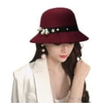 thumbnail image 2 of Vintage Women's Winter Hat Classic Wide Brim Bucket Style Retro Elegant Cap Wine One Size, 2 of 3