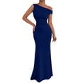 thumbnail image 2 of Bnwani Mermaid Dresses,Ladies Dresses,One Shoulder,Sleeveless,Slim Fit,Solid,Navy,M, 2 of 8