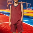thumbnail image 2 of Jinhomg Boys Basketball Outfits 2 Piece Quick Dry Sleeveless Jersey & Shorts Set, Breathable Athletic Sportswear for Big Boys 5-14Y, 2 of 7