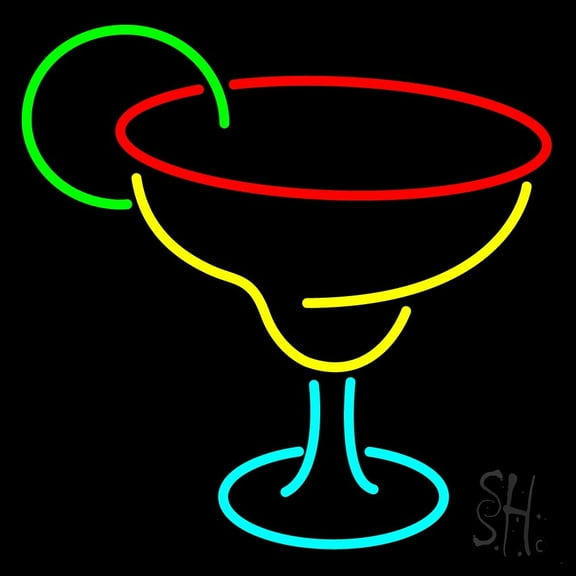 Martini Glass LED Neon Sign 16 x 16 - inches, Clear Edge Cut Acrylic Backing, with Dimmer - Bright and Premium built indoor LED Neon Sign for Bar decor.