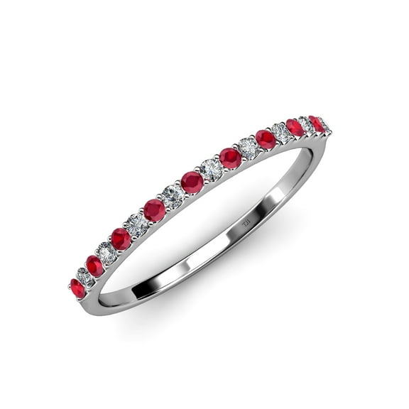TriJewels 0.28 ctw Round Ruby and Lab Grown Diamond 18 Stone Wedding Band in 10K Gold