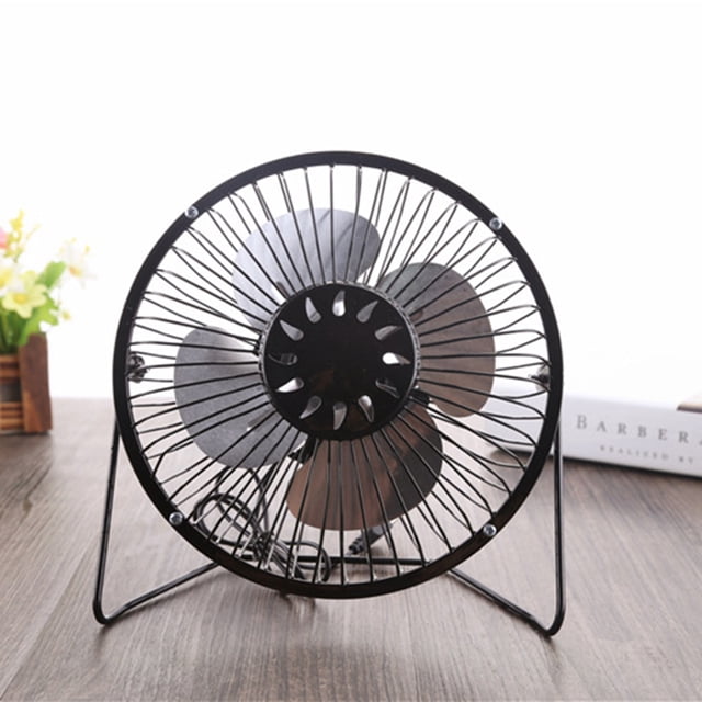 4 Inch Mini Desktop Fan USB Charging Metal Personal Small Air Circulator Cooling Fan Black