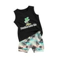 thumbnail image 2 of Musuos Toddler Boy Summer 2 Piece Outfits, 6 12 18 24M 3Y Crew Neck Sleeveless Letter Print Tank Tops + Elastic Waist Shorts Infant Set, 2 of 10