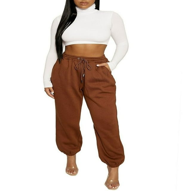 PENGXIANG Female Trousers Elastic High Waist Sweatpants Ankle Banded Pants