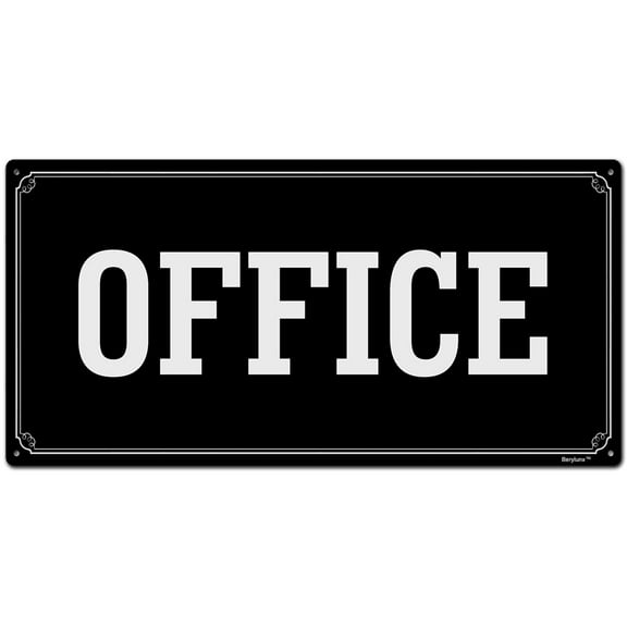 BTFSigns 6 x 12 inch Office Rust-Free Aluminum Signs for Home Office and Business, Metal Signs for Door Black Rounded Corners, Durable, Long Lasting