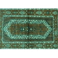 thumbnail image 1 of Ahgly Company Machine Washable Indoor Rectangle Persian Turquoise Blue Traditional Area Rugs, 7' x 10', 1 of 4