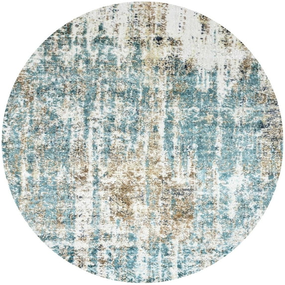 Ahgly Company Indoor Round Mid-Century Modern Gunmetal Gray Oriental Area Rugs, 3' Round