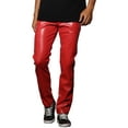 thumbnail image 5 of INSPIRE CHIC Men's Pants PU Leather Button Casual Style Pants 34 Red, 5 of 5