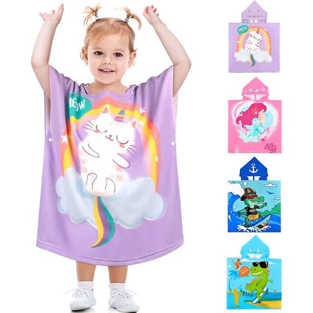 Poncho de baño para niños Toalla de baño para niños Toalla de playa Capa de baño para niñas y niños Poncho con capucha de secado rápido súper absorbente Poncho de surf Capa de baño para bebés de 2 a 6 años Rojo Verde Cocina, Decoración y Otros