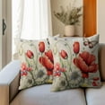 thumbnail image 5 of Spring Summer Flower Pillow Covers 18x18 Inch Set of 2 Red Floral Butterfly Summer Outdoor Throw Pillows Spring Farmhouse Pillowcases Cotton Linen Cushion Covers for Couch Bed Sofa Chair Home Decor, 5 of 6
