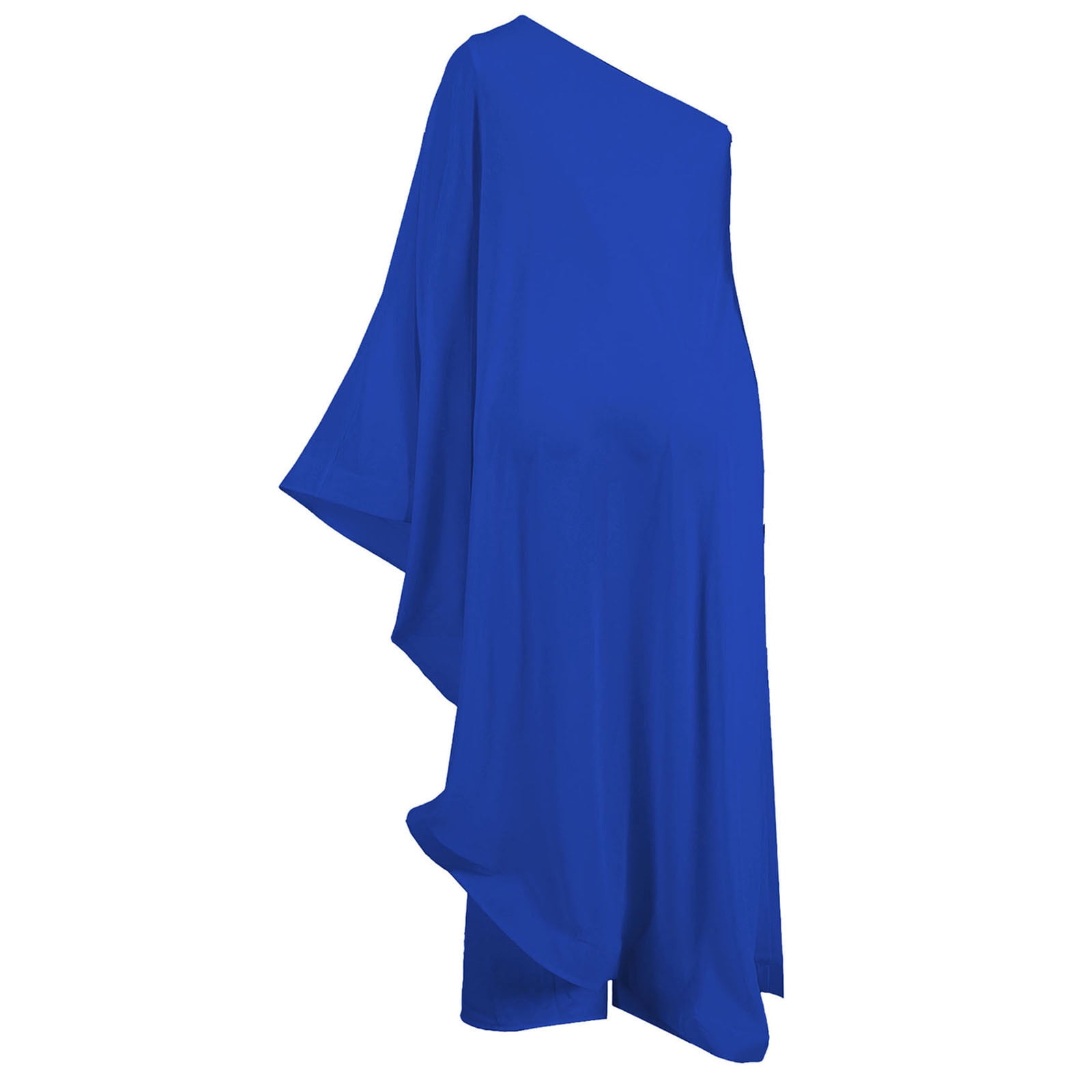 Jumpsuits for Women One Shoulder Evening Cocktail Semi Formal Maxi Dress Pants Travel Outfits Set S-111 Blue M