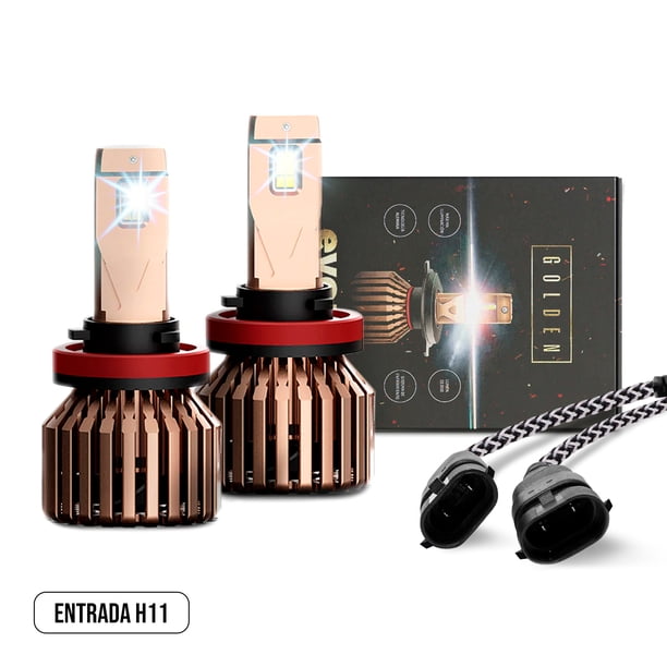 Luces Led para Auto - EVOLUM - Modelo Golden 22,000 lúmenes - Resistencia al Agua - Haz de luz Perfecto (H11)