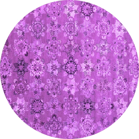 Ahgly Company Indoor Round Abstract Purple Contemporary Area Rugs, 3' Round