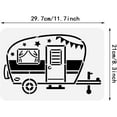 thumbnail image 2 of Camping Reusable Drawing Stencils 11.7x8.3 Plastic Happy Camper Plastic DIY Craft Template for Painting on Scrapbook Fabric Floor Furniture Wood White, 2 of 8