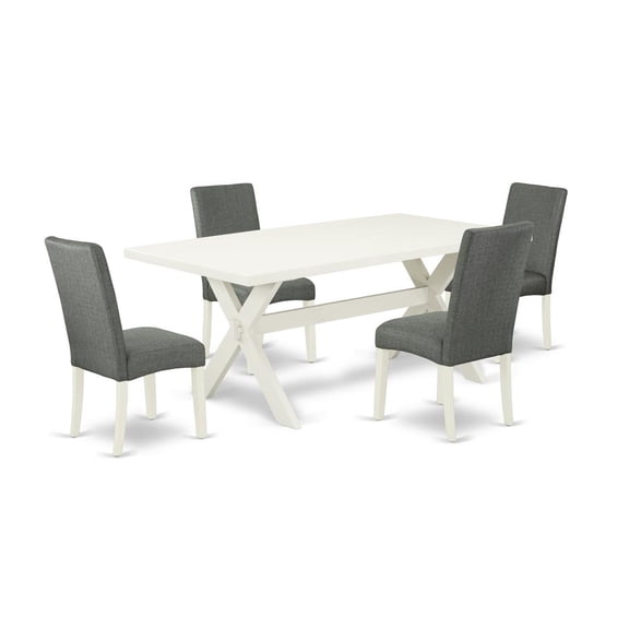East West Furniture X-Style 5-piece Wood Dinette Set in Gray Finish