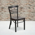 thumbnail image 2 of Flash Furniture 2 Pack HERCULES Series Black Three-Slat Ladder Back Metal Restaurant Chair - Walnut Wood Seat, 2 of 8
