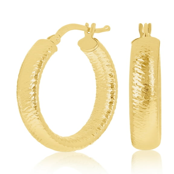 Italian 14k Yellow Gold Hollow Faceted Hoop Earrings 22.8mx5mm 3 grams
