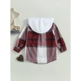 thumbnail image 4 of Cenuakty Little Boys Shirt Coat, Autumn Toddlers Plaid Long Sleeve Tops Children Casual Hooded Outwear, 4 of 8