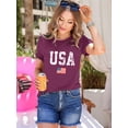 thumbnail image 4 of XCHQRTI USA Flag Shirt Women 4th of July Tee Graphic Short Sleeve Casual Memorial Day T-Shirts, 4 of 7