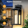 thumbnail image 5 of VIANIS Large Exterior Lighting Fixtures, Black Outdoor Wall Sconce Lanterns for House, Modern Dawn to Dusk Outside Garage Lights Wall Mount for Porch Coach with 10W Columnar LED Crystal Bubble Glass, 5 of 10