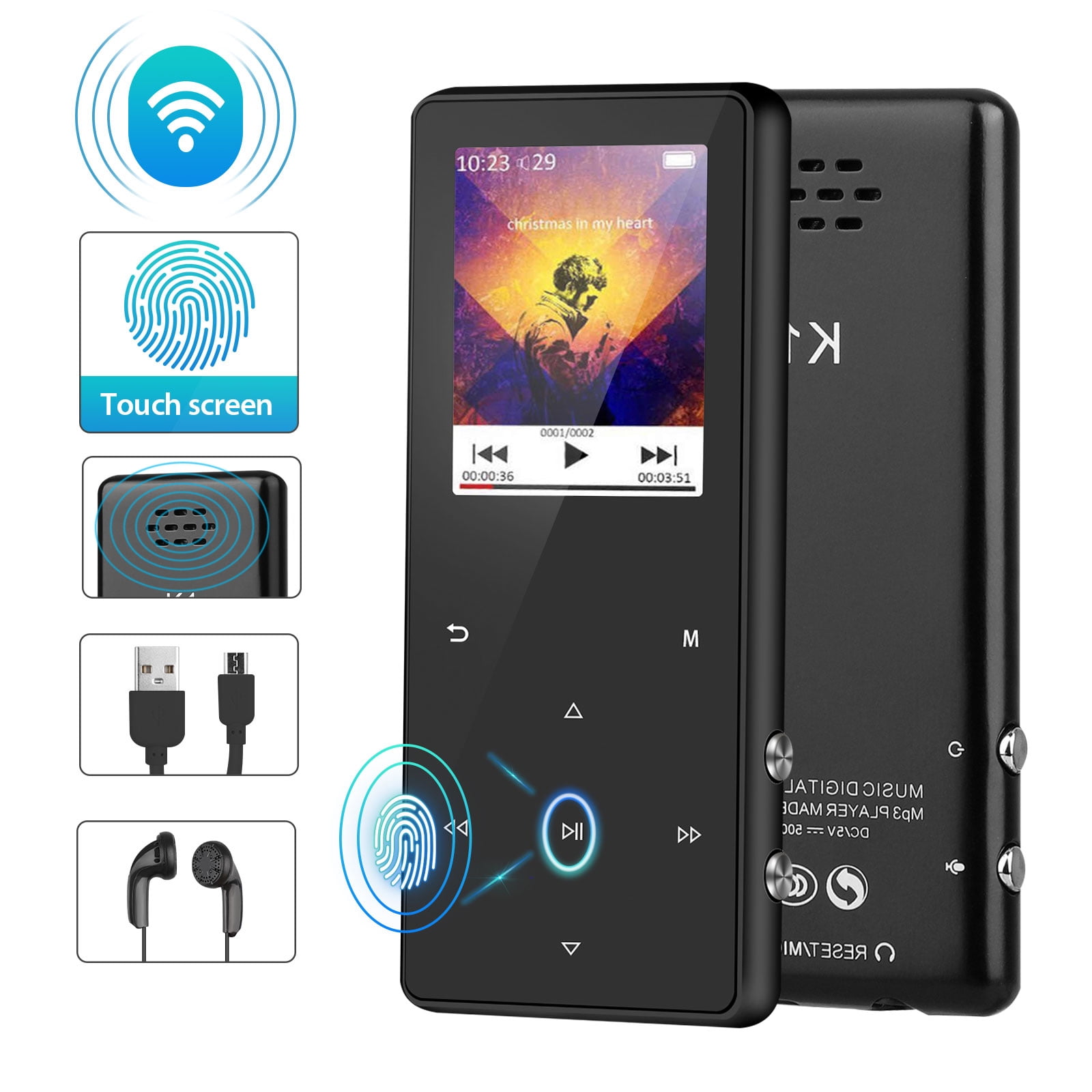 16GB MP3 Player with 4.2 Bluetooth, Portable Lossless Sound MP3 Music
