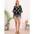 thumbnail image 4 of DARING DIVA Women's Boho Tops Summer 3/4 Sleeve V Neck Loose Blouses S Black, 4 of 6