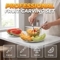 thumbnail image 4 of HOARBOEG 3-Piece Stainless Steel Fruit Carving Knife Set with Melon Baller and V-Shape Cutter - Professional Kitchen Tools for Fruit Vegetable Decoration, DIY Fruit Art and Garnish Making, 4 of 7