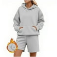thumbnail image 2 of Breezora Women's Oversized Hoodie And Shorts Set 2025 Trendy Matching Sweatsuit For Gym Or Casual XXXL Size Grey, 2 of 7
