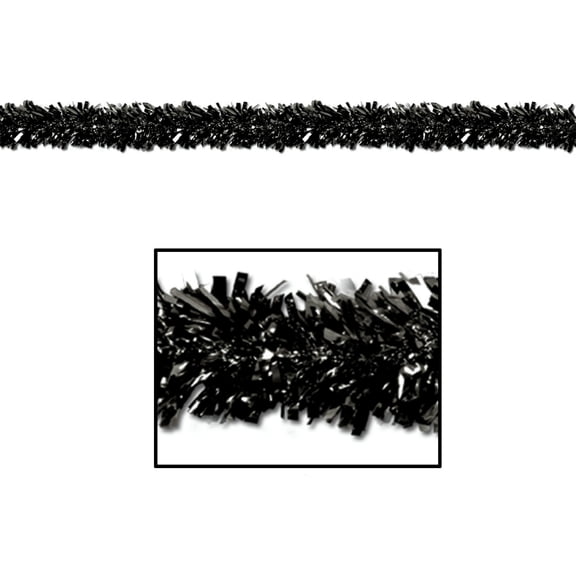 Beistle 6-Ply Metallic Festooning Halloween Garland - 15' x 4" - Black - Set of 12