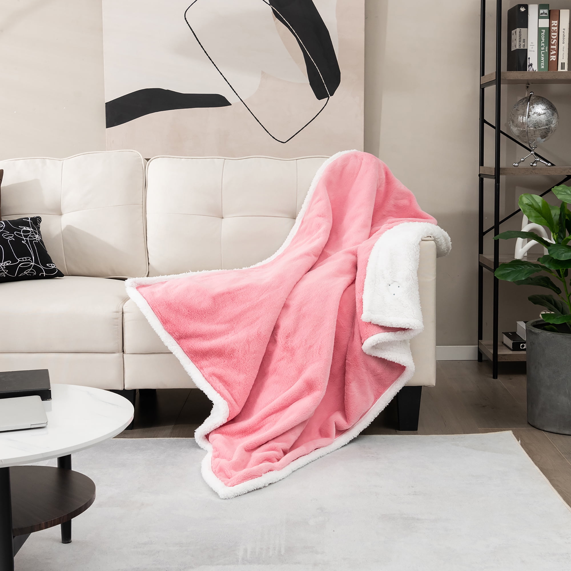 Costway 60''x50''  Heated Blanket Throw w/10 Heat & 9 Hours Time Settiings Pink