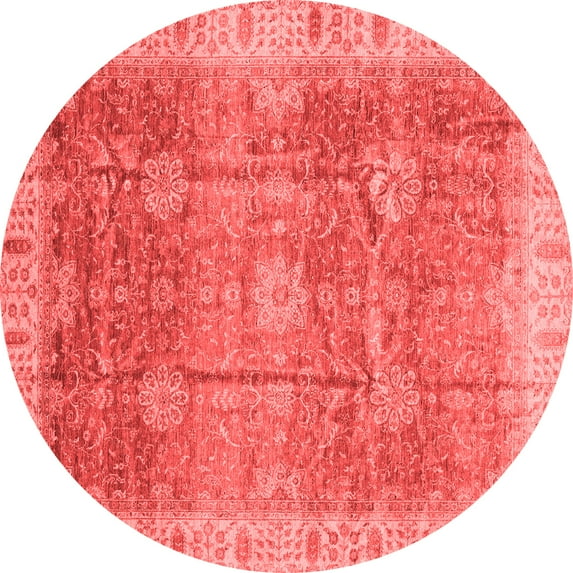 Ahgly Company Machine Washable Indoor Round Oriental Red Traditional Area Rugs, 5' Round