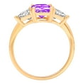 thumbnail image 2 of 2.82 ct Emerald Cut Natural Amethyst 3 Stone 18K Yellow Gold Womens Engagement Ring, 2 of 6