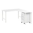 thumbnail image 1 of Scranton & Co Wood 60W x 30D L-Shaped Computer Desk with Drawers in White, 1 of 8