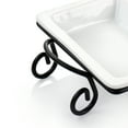 thumbnail image 6 of Elama 3 Section Divided Porcelain Rectangle Serving Tray in White with Metal Rack, 6 of 9