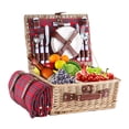 thumbnail image 1 of Cesta de picnic HYBDAMAI de mimbre para 4 personas con manta y enfriador, 1 of 8
