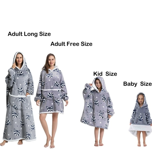 Sudadera con capucha de gran tamaño Wearale con manta de franela Sherpa polar cálida y suave para invierno para niños y adultos, jersey cómodo