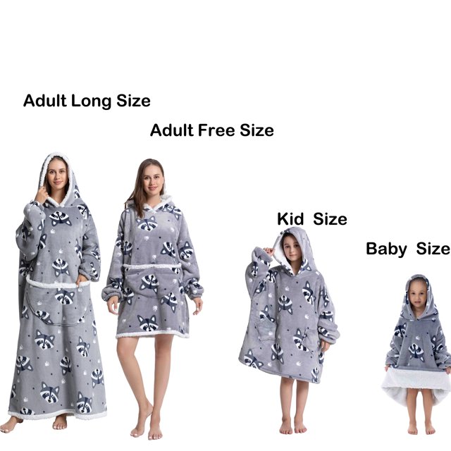 Sudadera con capucha de gran tamaño Wearale con manta de franela Sherpa polar cálida y suave para invierno para niños y adultos, jersey cómodo