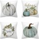 thumbnail image 1 of Fundas de almohada con decoración otoñal, fundas de almohada de lino con estampado de calabaza en acuarela, impresión a doble cara, tamaño de cojín 45 cm x 45 cm, juego de 4, 1 of 5