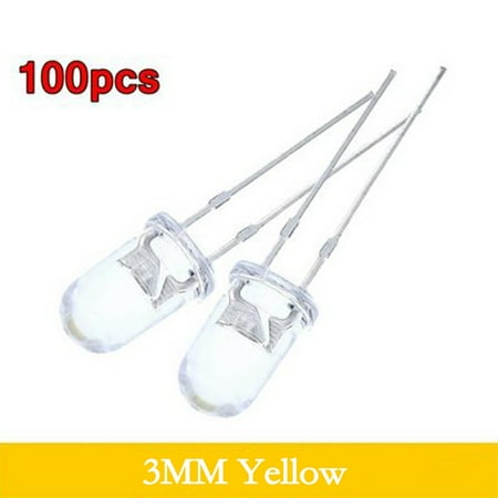 

100pcs Super Bright LED 3mm Red/Blue/Green/White/Yellow LED Transparent Bulb