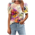 thumbnail image 1 of Tops de Manga Corta de las Mujeres Impreso Cuello Redondo, Suelto Casual Top para el Hogar Y el Uso Diario, 1 of 7